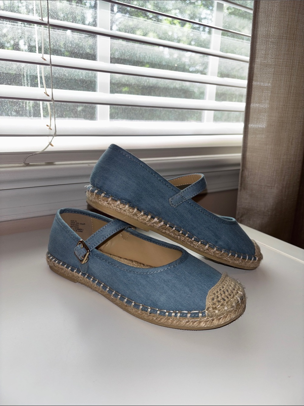 Janie and Jack Chambray Mary Jane Espadrille Ballet Flat - Size 2